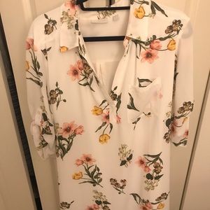 Flowered Shirt Dress